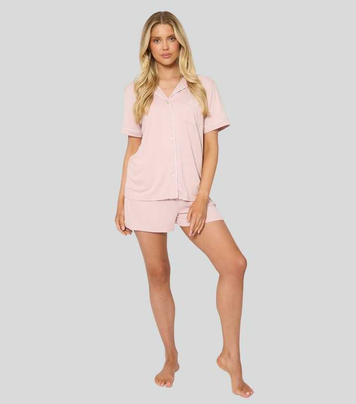 Loungeable Pink Short Sleeve Top and Shorts Pyjama Set