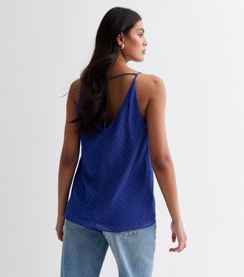 Gini London Blue Embroidered Chiffon Cami Top New Look