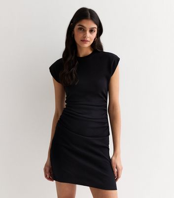 Black Cotton Short Sleeve Mini Dress New Look