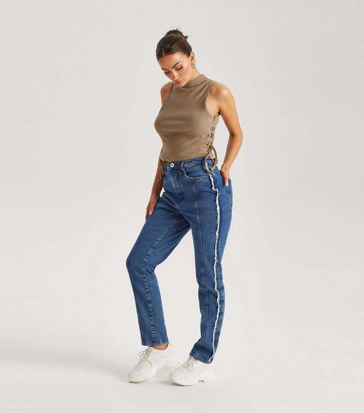 Urban Bliss Blue Frayed Seam Detail Jeans