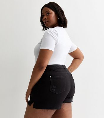 Urban Bliss Curve Black Ripped Denim Shorts New Look