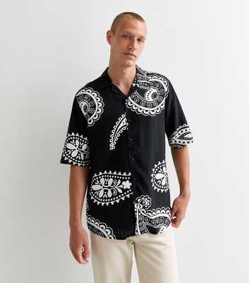 Only & Sons Black Paisley Print Short Sleeve Shirt