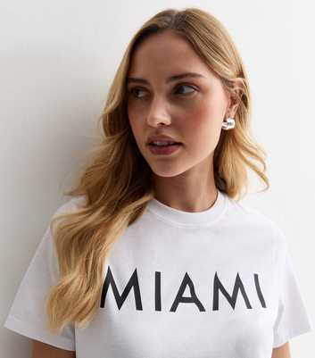 White Cotton Miami Slogan Girlfriend T-Shirt
