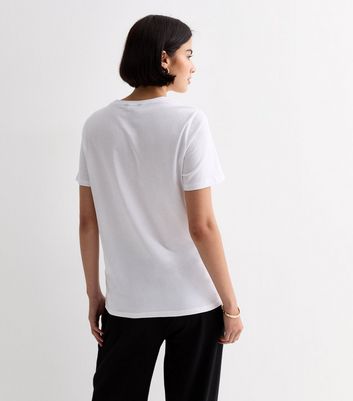 White Cotton Cannes Logo T-Shirt New Look