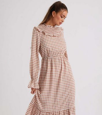 Urban Bliss Off White Check Print Maxi Dress New Look