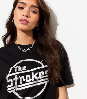 Black The Strokes Foil Slogan T-Shirt New Look