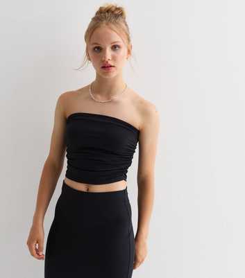 Girls Black Ruched Bandeau Top