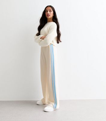 Girls White Twill Joggers