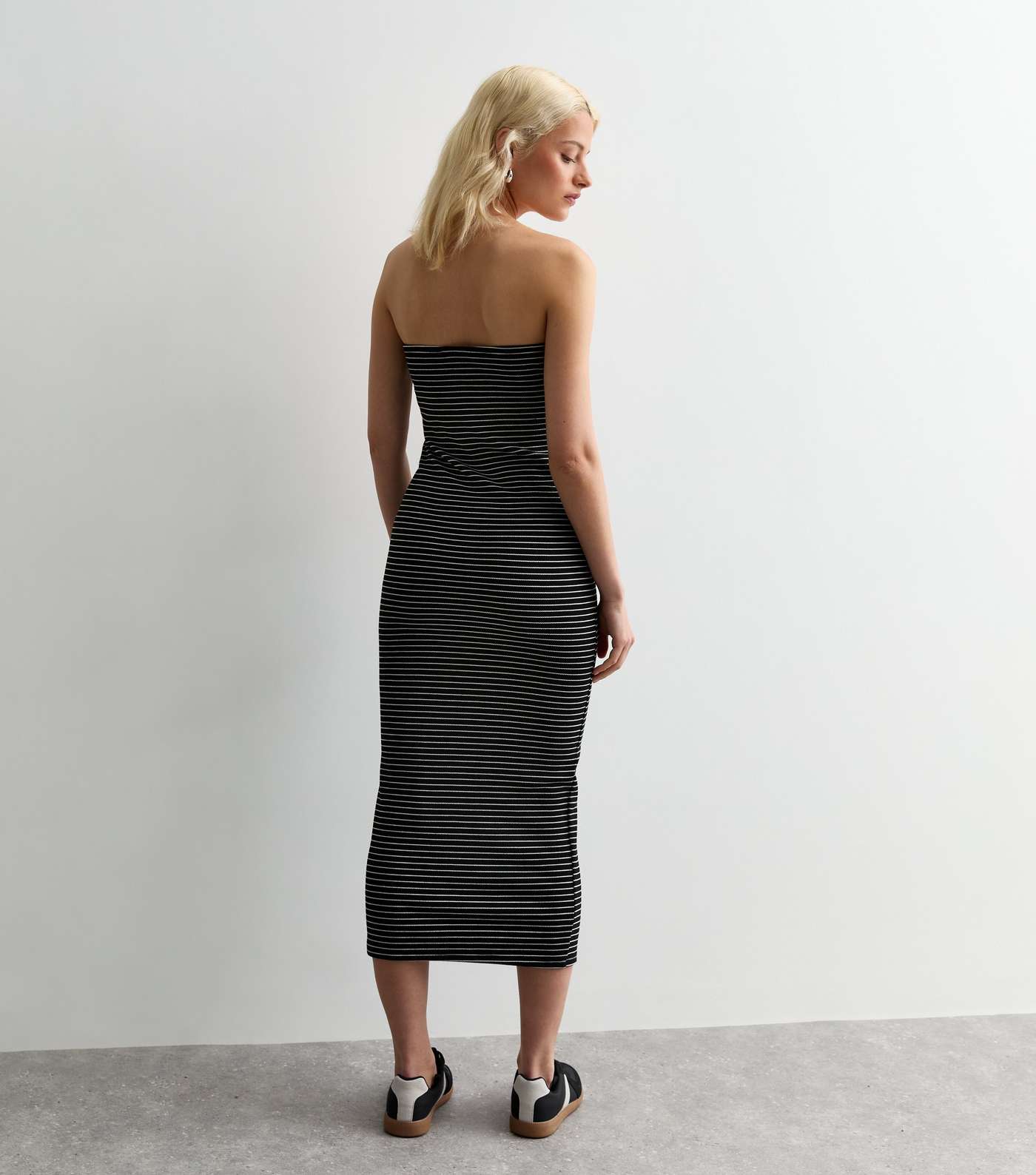 Black Stripe Bandeau Midi Dress Image 5