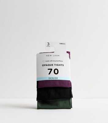 3 Pack of Multicoloured Opaque 70 Denier Tights