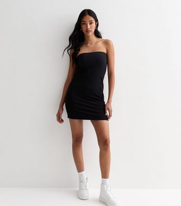 Black Jersey Bandeau Mini Dress New Look