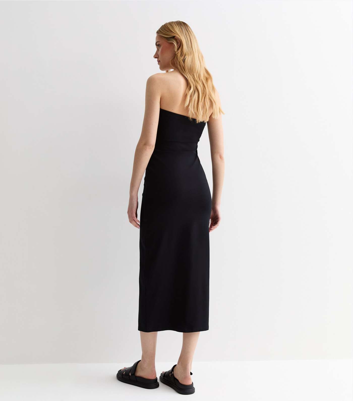Black Jersey Bandeau Midi Dress Image 4