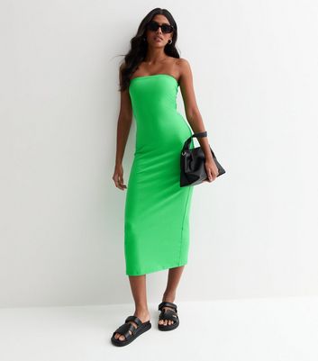 Green Jersey Bandeau Midi Dress New Look