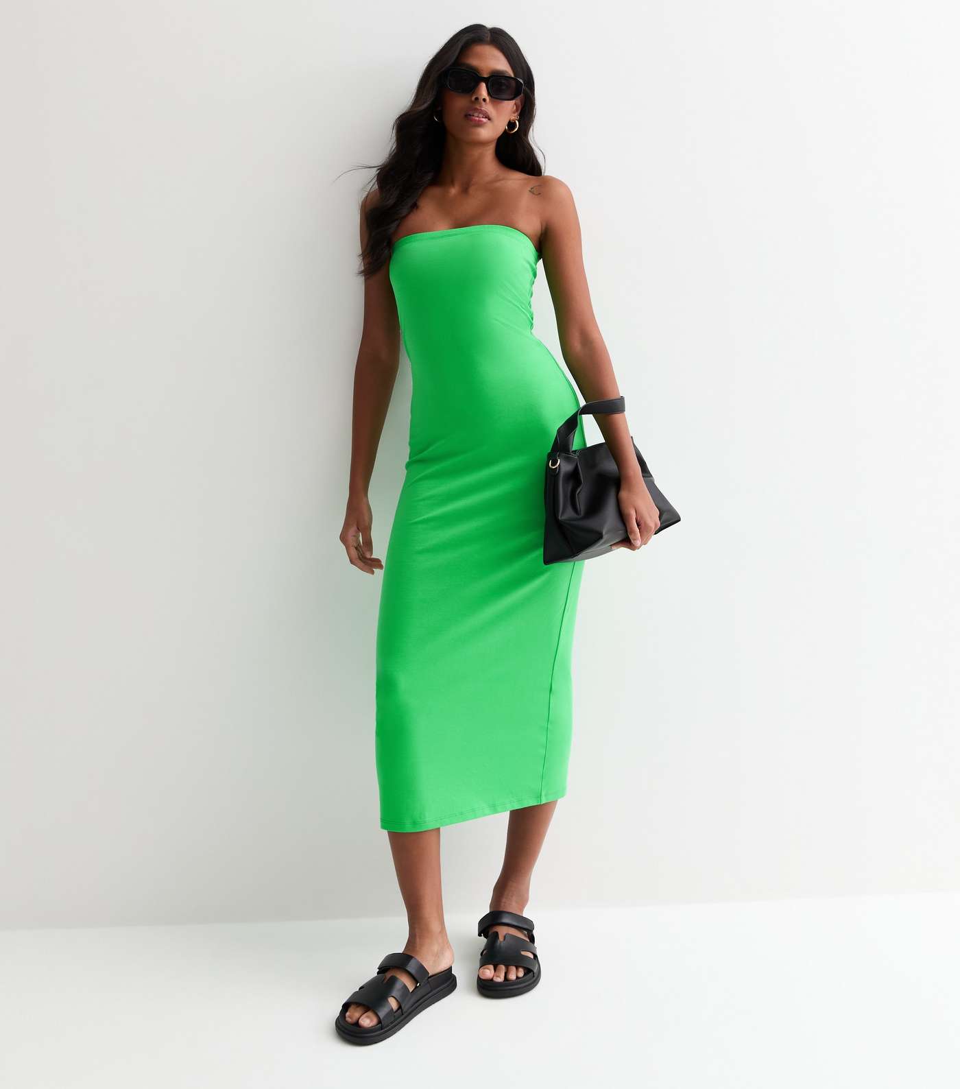 Green Jersey Bandeau Midi Dress Image 3