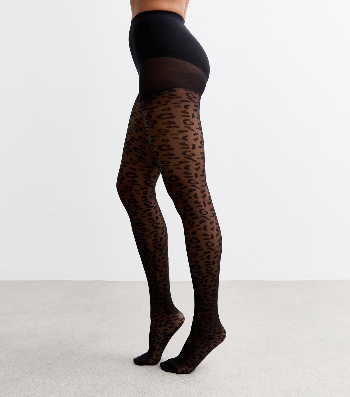 Black Leopard Print Fashion Tights New Look