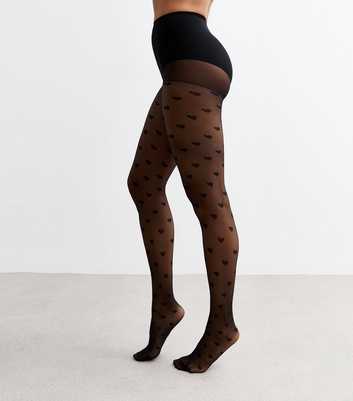 Black Heart Print Fashion Tights