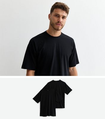 【XXL】ennoy S/S 2 PACK T-SHIRT (BLACK) 2 Pack Black Oversized T-Shirts | New Look