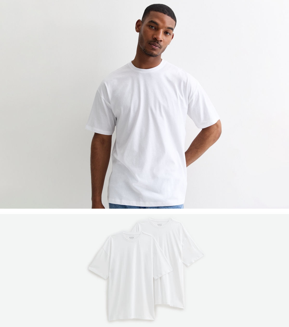 Men's 2 Pack White Oversized T-Shirts New Look