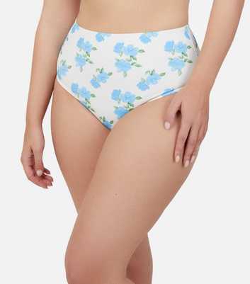 Peek & Beau Blue Floral High-Waisted Bikini Bottoms