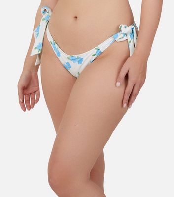 Peek & Beau Blue Floral Sie-Tie Bikini Bottoms New Look