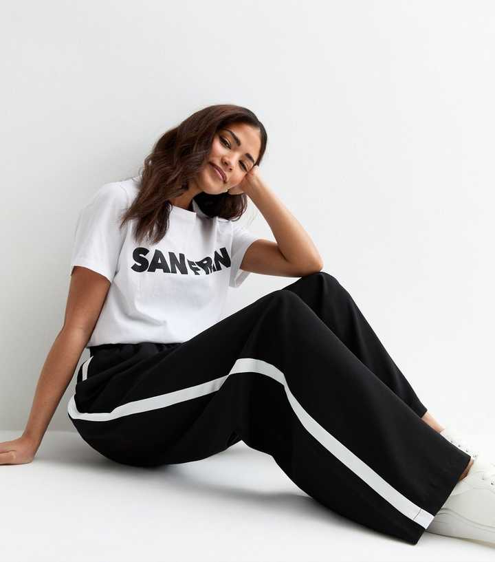 Petite Black Side Stripe Jogger