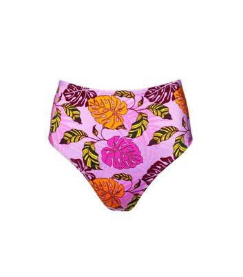 Peek & Beau Pink Palm Print High Waist Bikini Bottoms New Look