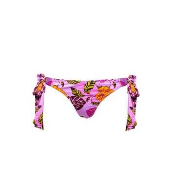 Peek & Beau Pink Palm Print Tie Side Bikini Bottoms