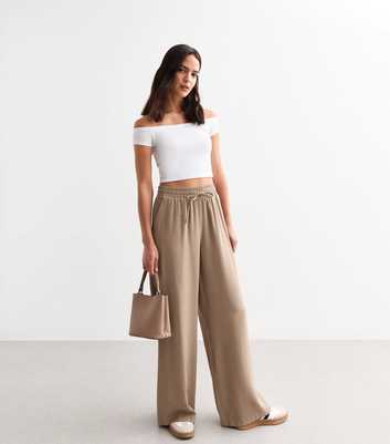 Mink Drawstring Wide Leg Trousers