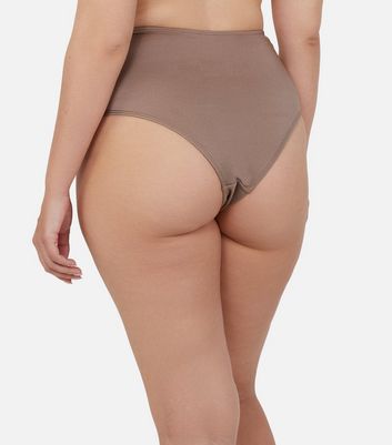 Wolf & Whistle Brown Ruched High-Waist Bikini Bottoms New Look