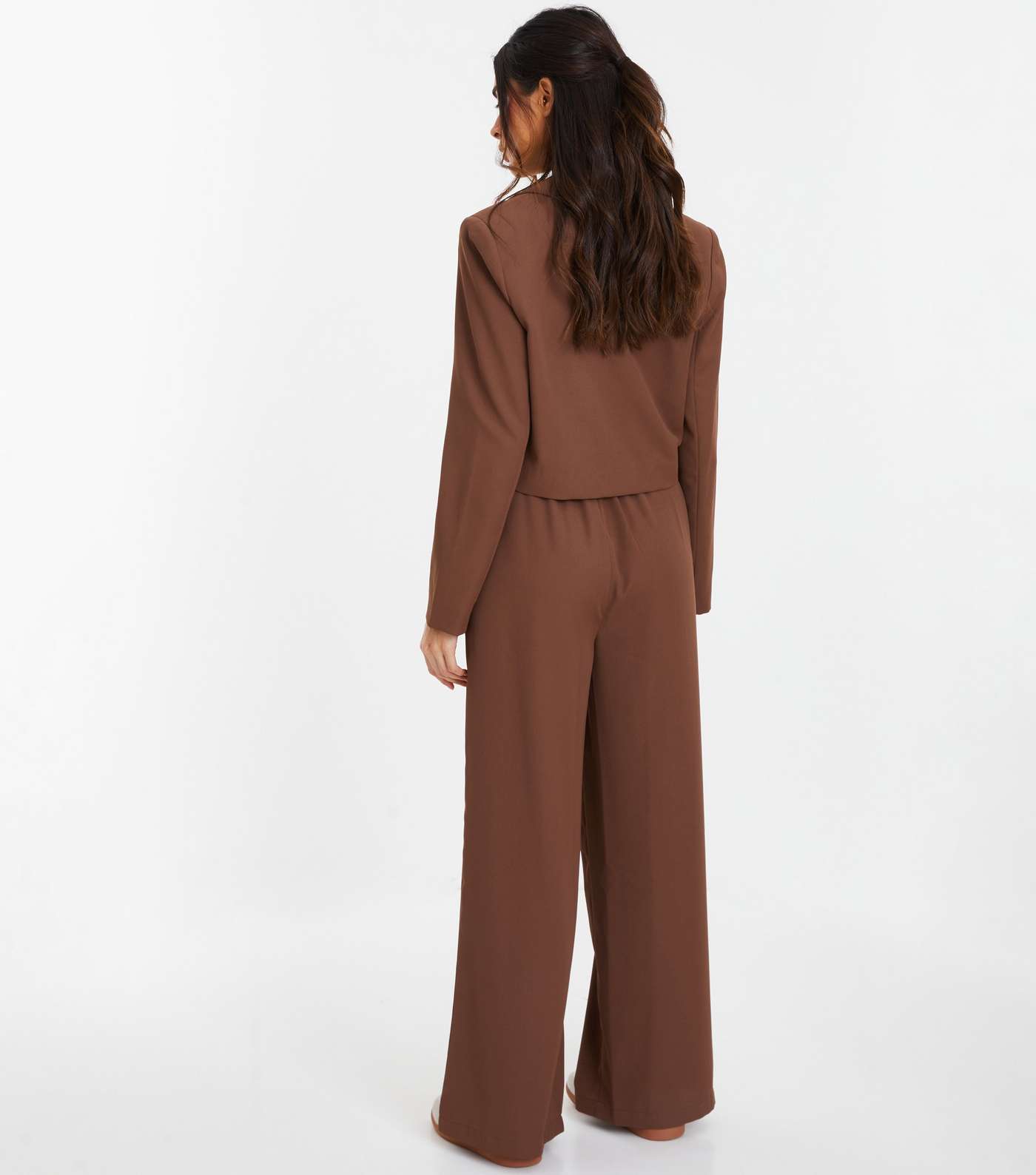 QUIZ Dark Brown Tailored Crop Blazer Image 3