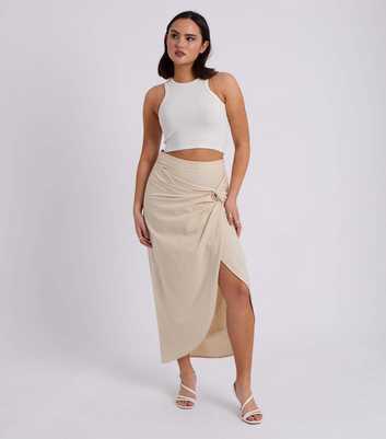Urban Bliss Stone Linen-Blend Midi Skirt