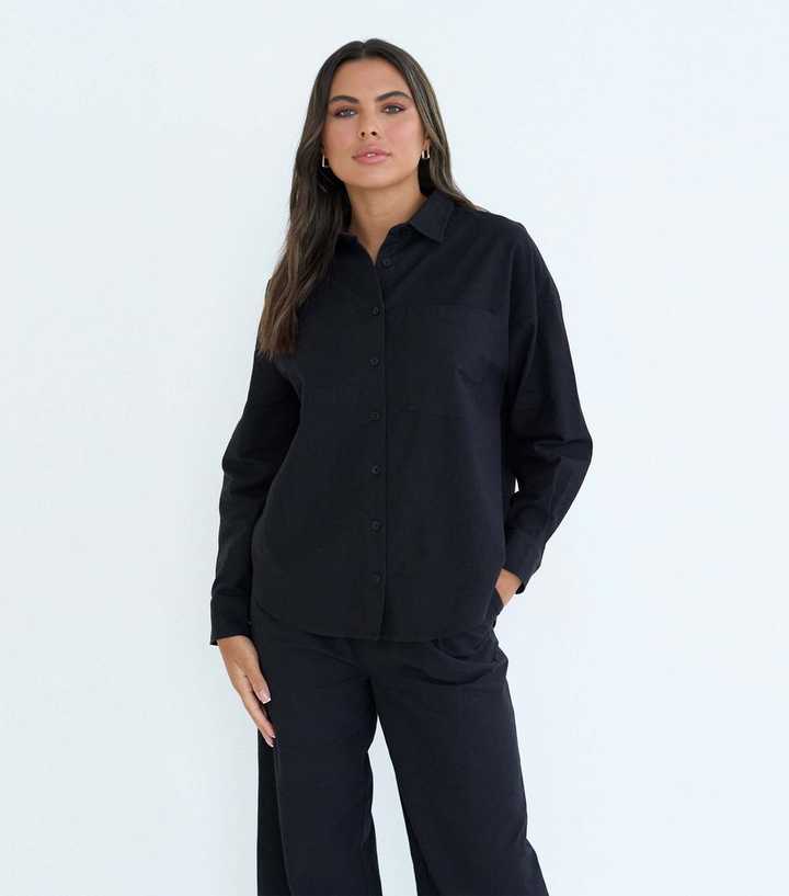 Urban Bliss Black Cotton Blend Oversized Shirt