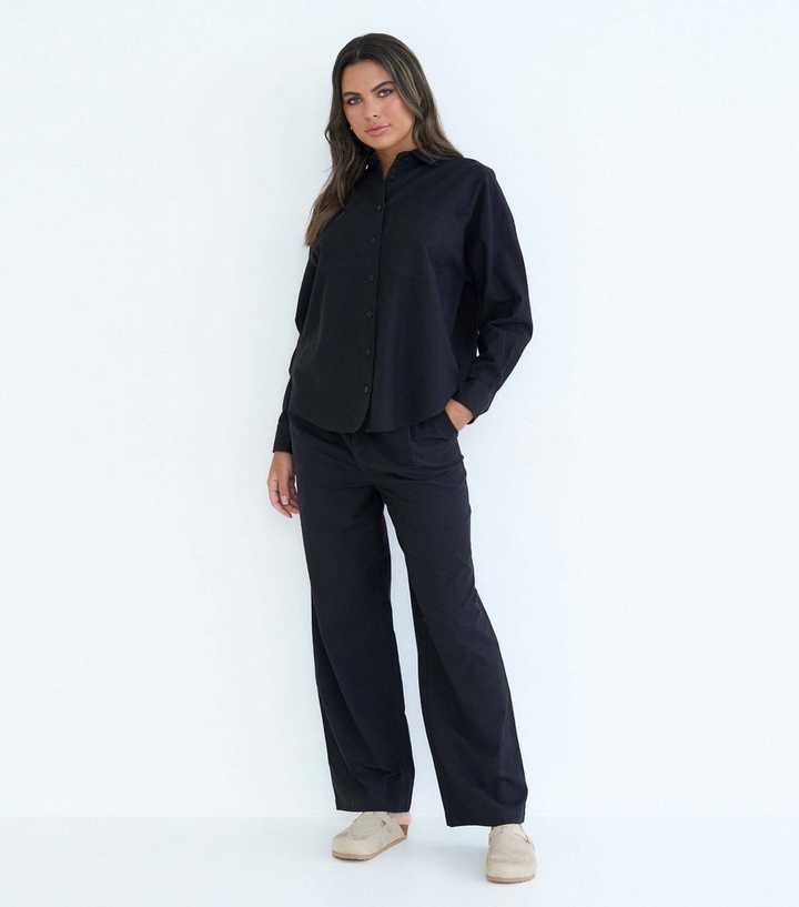 Urban Bliss Black Cotton Blend Wide Leg Trousers