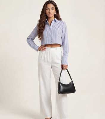 Urban Bliss White Woven Cotton Rich Leg Trousers