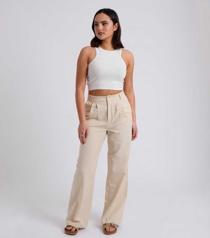 Urban Bliss Stone Cotton Blend Wide Leg Trousers