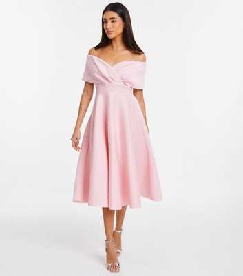 QUIZ Pink Bardot Midi Dress
