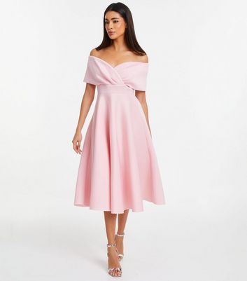 QUIZ Pink Bardot Midi Dress New Look