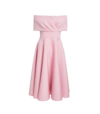 QUIZ Pink Bardot Midi Dress New Look