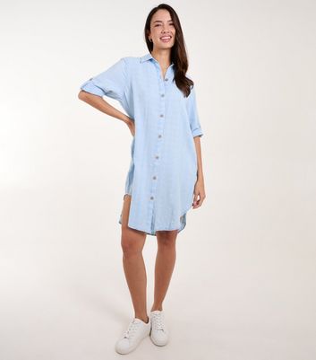 Blue Vanilla Pale Blue Mini Shirt Dress New Look