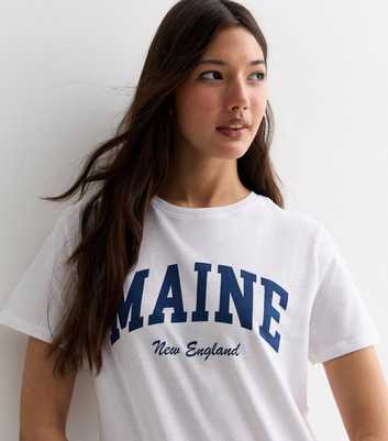 White Cotton Maine Logo T-Shirt