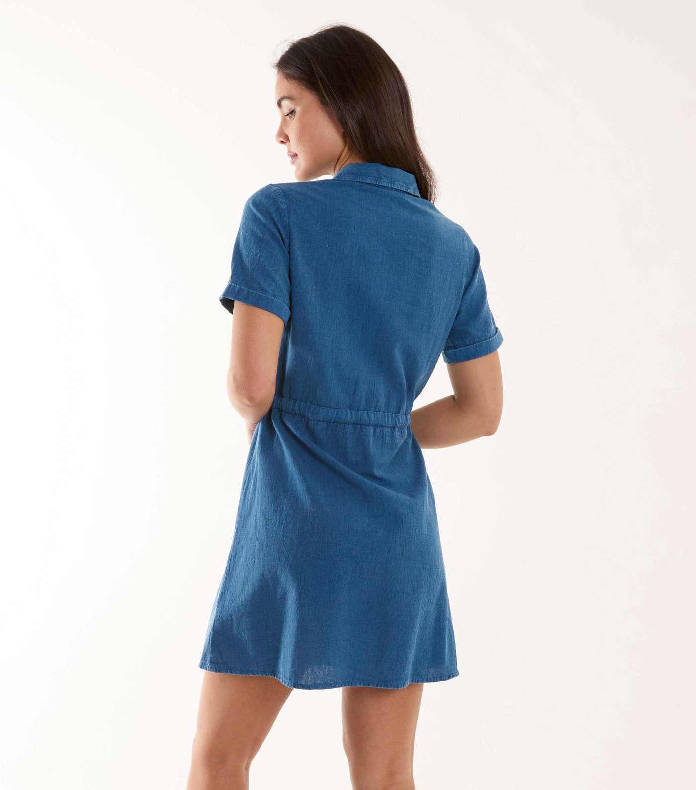 Blue Vanilla Blue Drawstring Mini Shirt Dress Image 4