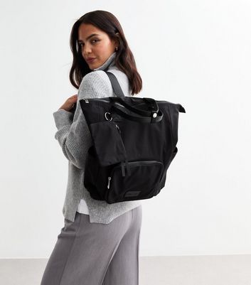 Black Top Handle Backpack New Look