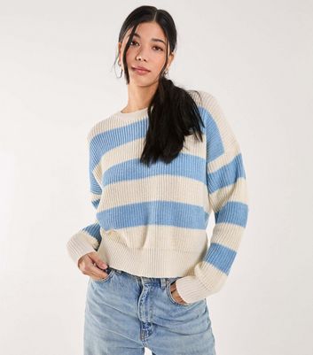 Pink Vanilla Blue Stripe Ribbed Knit Jumper New Look