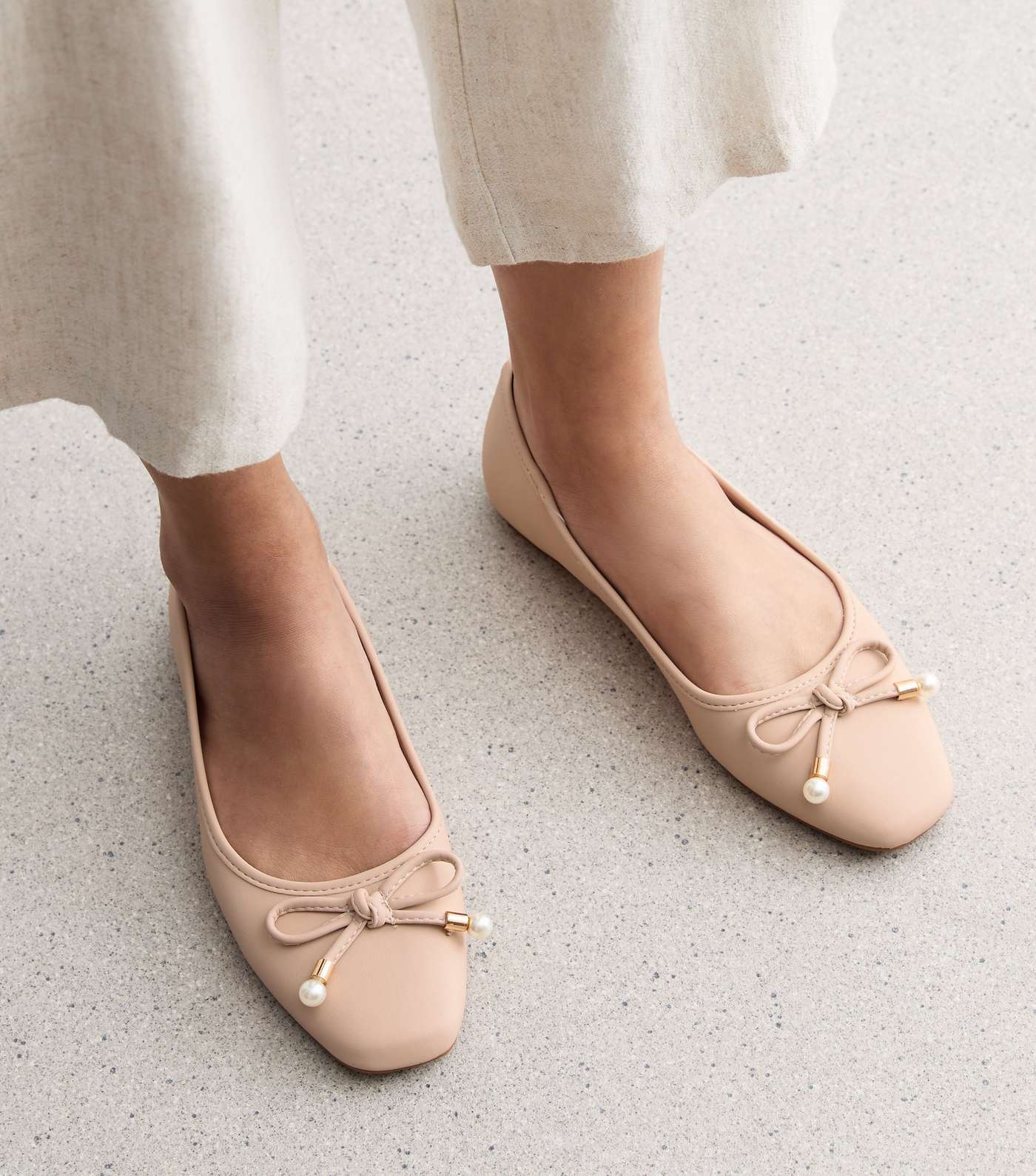 Truffle Pale Pink Faux Pearl Ballerina Pumps Image 2