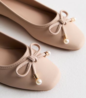 Truffle Pale Pink Faux Pearl Ballerina Pumps New Look