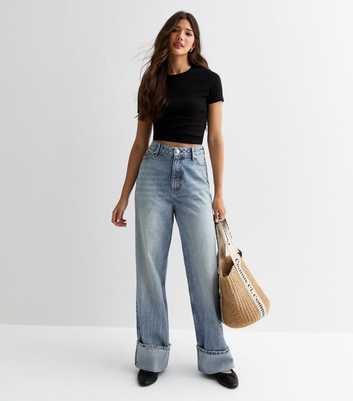 Blue Relaxed Turn Up Jeans
