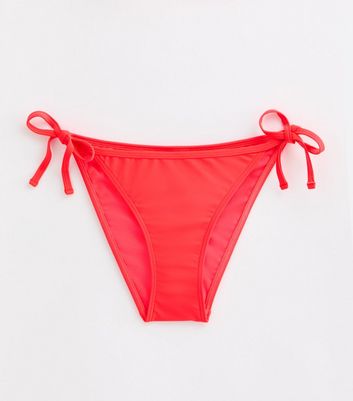 Red Side-Tie Bikini Bottoms New Look