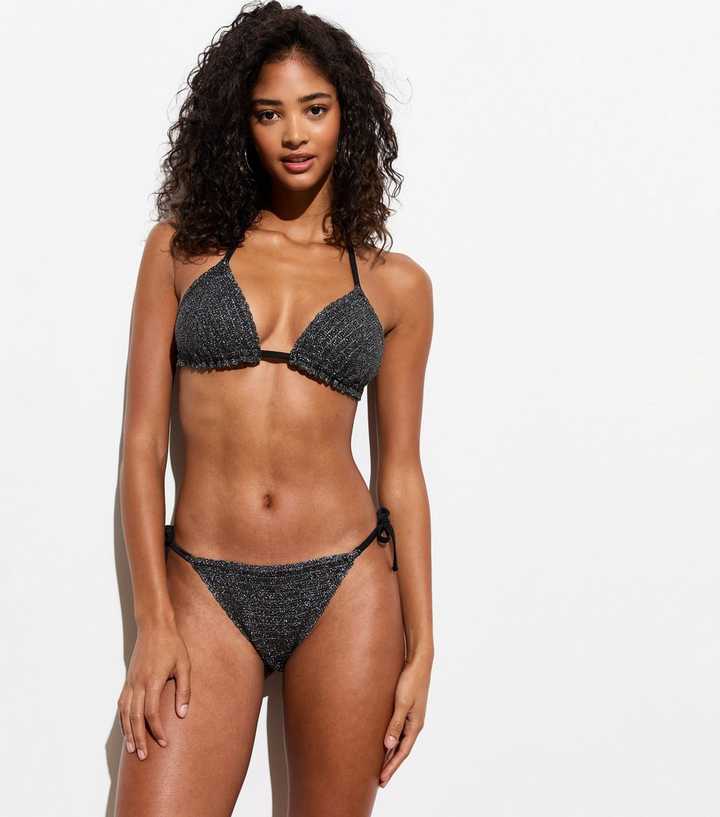 Black Crochet Tie Side Bikini Bottoms