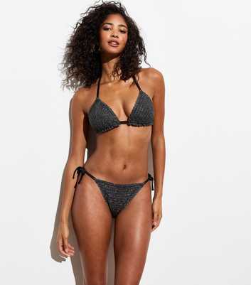 Black Crochet Halter Neck Triangle Bikini Top