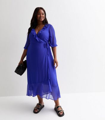 Blue chiffon midi dress best sale